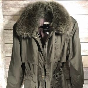 Anne Klein Fur Collar Coat/Jacket Army Green